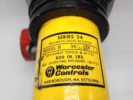 Worcester B-34WW2-R3 Pneumatic Valve Actuator w/Ball Valve & Limit Switch 