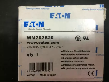 Eaton WMZS2B20 Circuit Breaker 277-480V 20Amp 2-Pole 