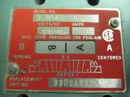  Numatics 33DSA500K SOLENOID VALVE 120VAC TESTED 