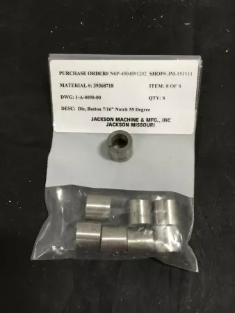 NEW Jackson Machine & Mfg 1-A-0090-00 Die Button 7/16