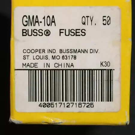 NEW BUSSMANN GMA-10A FAST ACTING FUSES Lot of 50