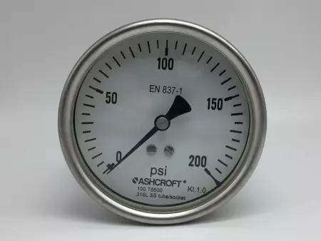 NEW ASHCROFT 100-T5500-S-D-02-B-0/200PSI PRESSURE GAUGE 