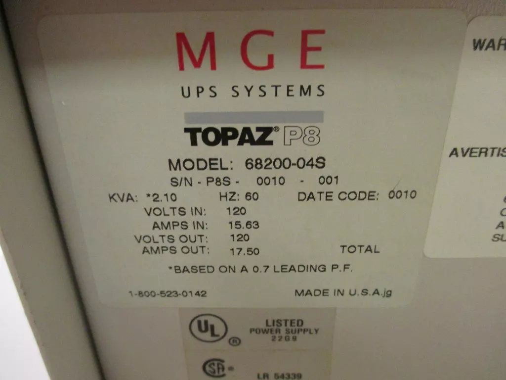 Topaz 68200-04S MGE UPS Systems P8 Power Conditioner 