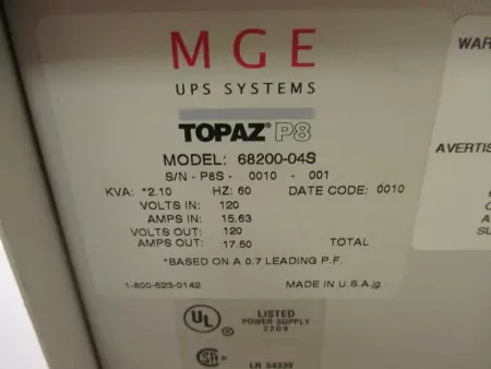 Topaz 68200-04S MGE UPS Systems P8 Power Conditioner 