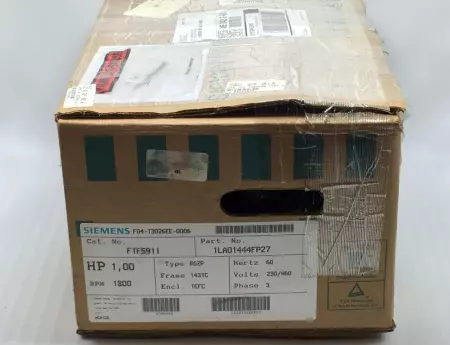 Siemens 1LA01444FP27 High Efficiency Motor, 1HP Frame 143TC 