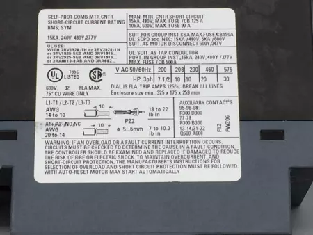 Siemens 3RA6120-1EB32 SIRIUS Motor Starter, 7.5-11kW  690V 32A 