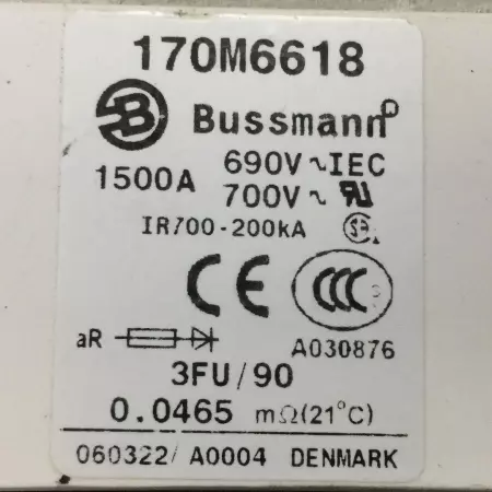 BUSSMANN 170M6618 FUSE 1500AMP 