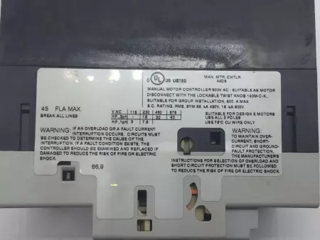 Allen Bradley 140M-F8N-C45 Motor Protection Circuit Breaker 45Amp 