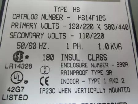 Sola HS14F1BS Hevi-Duty 1.0 KVA Transformer 