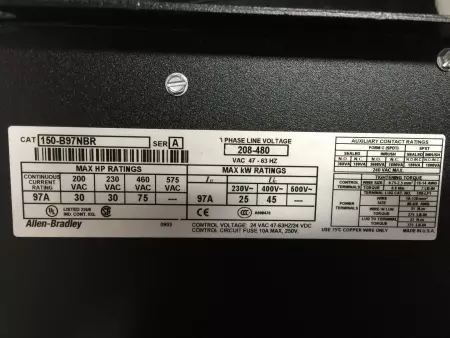 Allen-Bradley 150-B97NBR SMC Dialog Plus™ Smart Motor Controller 75HP 