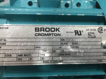  BROOK COMPTON W-DA71SK MOTOR .5HP 480VAC 50/60HZ  (TESTED) 