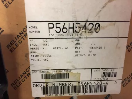 RELIANCE ELECTRIC P56H5420 1/2HP AC MOTOR TYPE P 1725RPM 