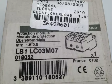 NEW TELEMECANIQUE LB1-LC03M07 OVERLOAD PROTECTION MODULE 1.6-2.5A, 3 POLE,  PN#L