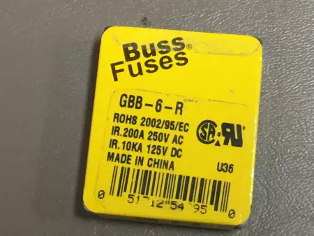 Bussmann GBB-6-R Fuses 250V 6Amp Lot of 5