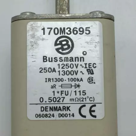  BUSSMANN 170M3695 SQUARE BODY HIGH SPEED FUSE 250A 1250VAC PN# 170M3695 