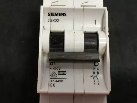  Siemens 5SX22-D1 Circuit Breaker 480VAC 1Amp 2-Pole 