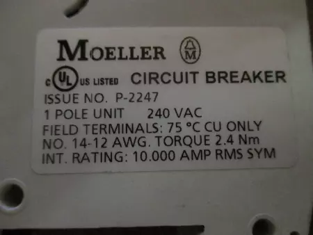  Moeller FAZ-C2-NA 1-Pole Circuit Breaker 