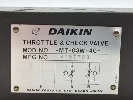 DAIKIN MT-03W-40 MODULAR STACKING TYPE THROTTLE VALVE SER 03 