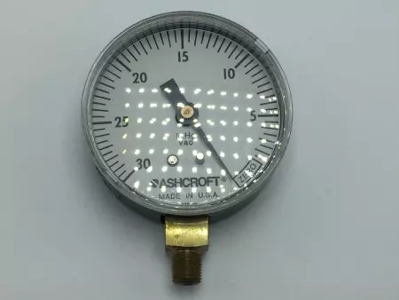 ASHCROFT 0-30IN HG 2.5IN PRESSURE GAUGE 0-30IN HG VAC, 1/4IN NPT 