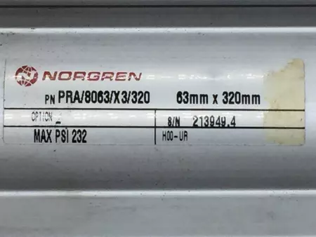  NORGREN PRA/8063/X3/320 Pneumatic Cylinder 63mm Bore/320mm Stroke 