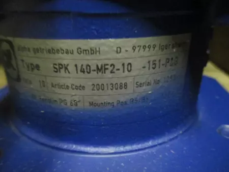 Alpha/Wittenstein SPK-140-MF2-10-151 Right Angle Gearbox, Ratio 10:1 