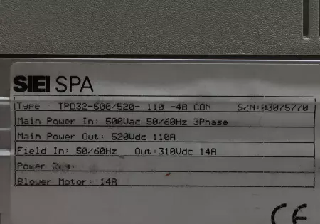 SIEI SPA TPD32-500 Typact D DC Drive 