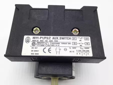  MOELLER P1-25/I2/SVB-SW/HI11 DISCONNECT SWITCH, 25A, 3 POLE 