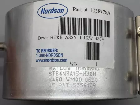 NORDSON/WATLOW 1038776A / STB4N3A13-H38H HOT MELT HEATER HTRB ASSY 1.1KW, 480V 