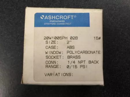 NEW Ashcroft 20W1005PH02B 2