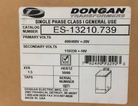 Dongan ES-13210.739 Single-Phase Transformer 1.5kVA 