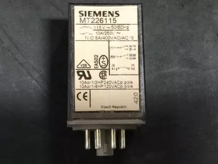  SIEMENS MT226115 General Purpose Relay 115V Lot of 3