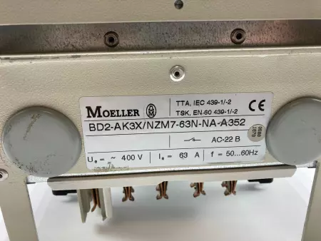 Moeller BD2-AK3X/NZM7-63N-NA352 Tap-Off Switch, 600V 63Amp, Circuit Breaker 