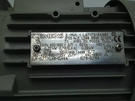  Siemens 1LA7070-4AA61 AC Motor 0.25Kw 